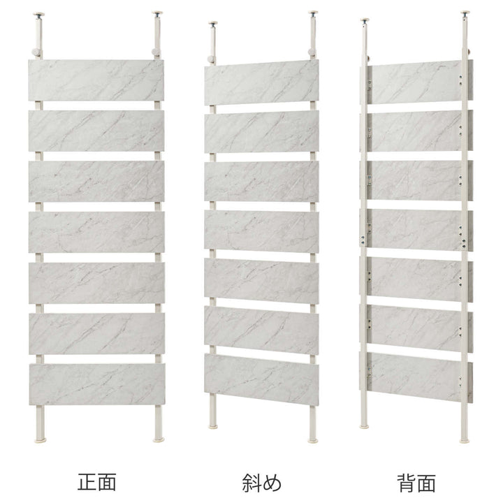 突っ張りウォールラック幅60cmミラー付き棚板2枚フック3個