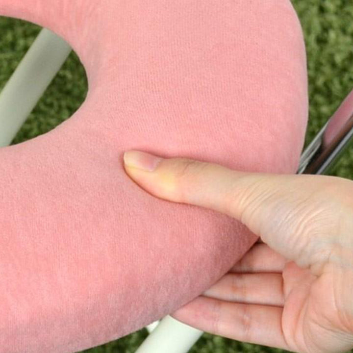 折りたたみ椅子座面高48.5cmドーナツクッション背もたれ付スイーツチェア