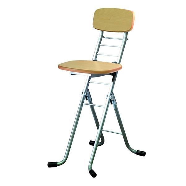 折りたたみ椅子高さ調節6段階調節リリィチェア木製スチールナチュラル×シルバーフレーム