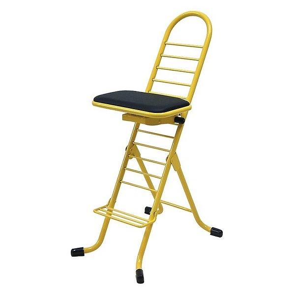 作業椅子座面スイングタイプ高さ調節12段階調節プロワークチェアスイングブラック/イエロー