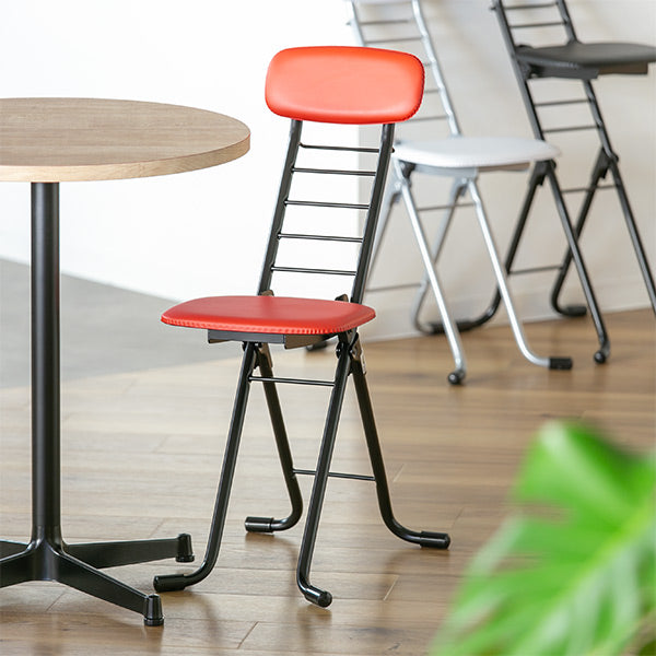 折りたたみ椅子高さ調節6段階調節リリィチェアクッションタイプスチールブラックフレーム