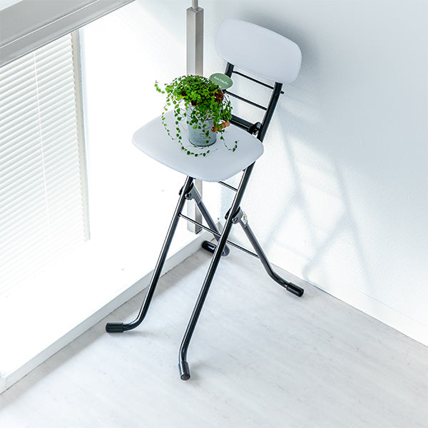 折りたたみ椅子高さ調節6段階調節リリィチェアクッションタイプスチールブラックフレーム