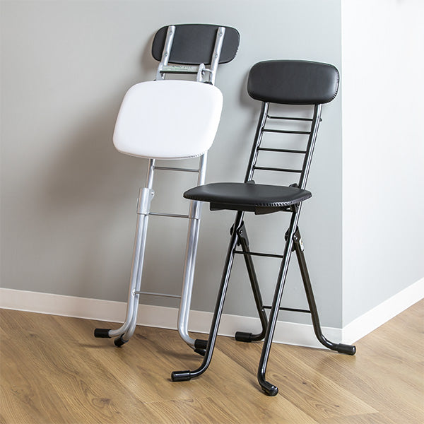 折りたたみ椅子高さ調節6段階調節リリィチェアクッションタイプスチールブラックフレーム