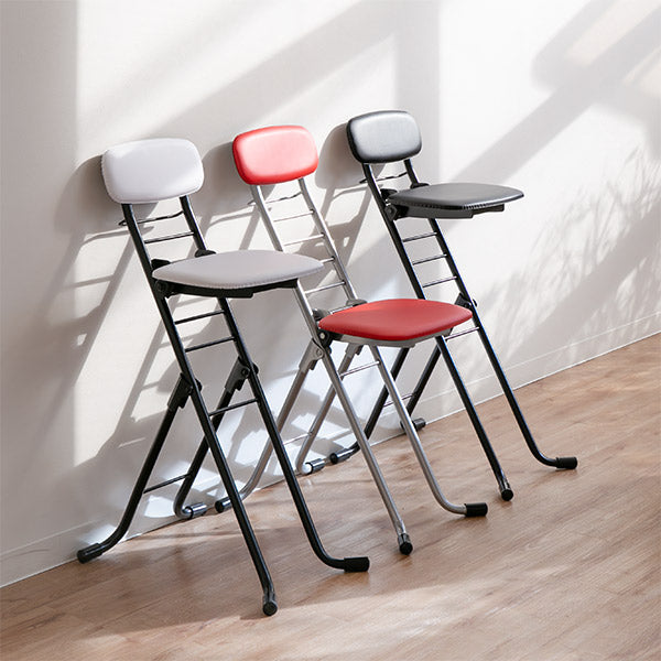 折りたたみ椅子高さ調節6段階調節リリィチェアクッションタイプスチールブラックフレーム