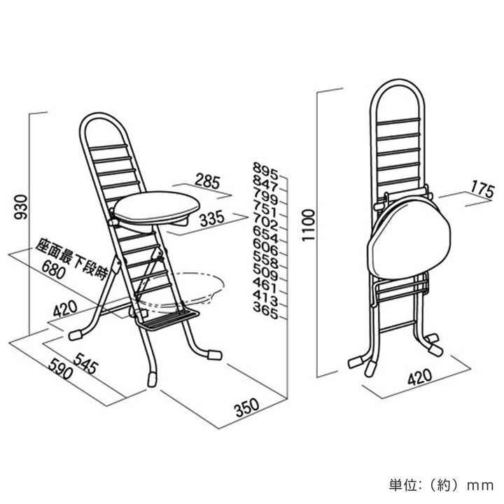 作業椅子座面回転タイプ高さ調節12段階調節プロワークチェアラウンド