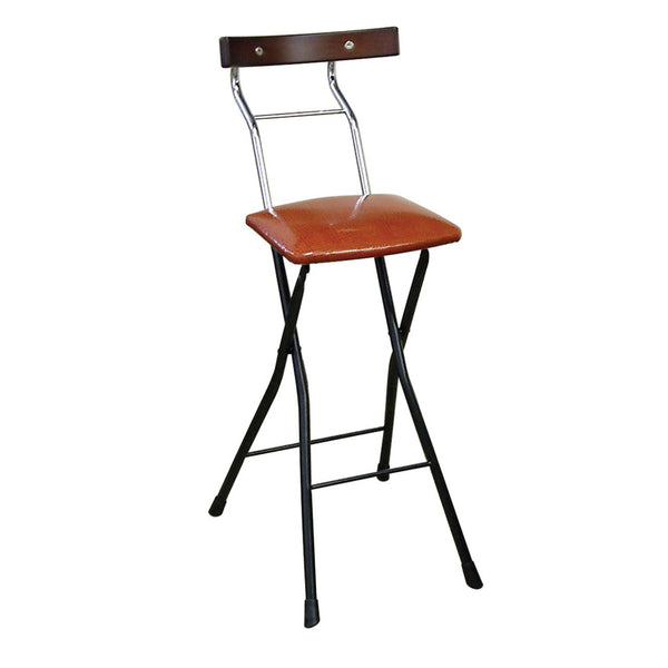 折りたたみ椅子座面高64.5cm背もたれ付レザー調ロイドチェア