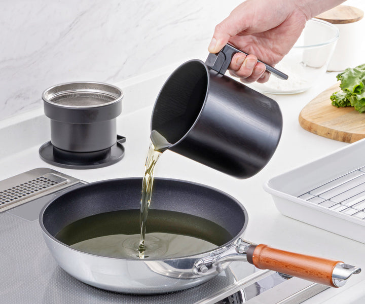 オイルポット500ml活性炭油ろ過ポットフッ素加工