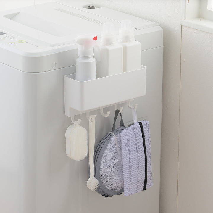 ランドリー収納マグネットタイプ液体洗剤用ラックフック付マグ・ピット