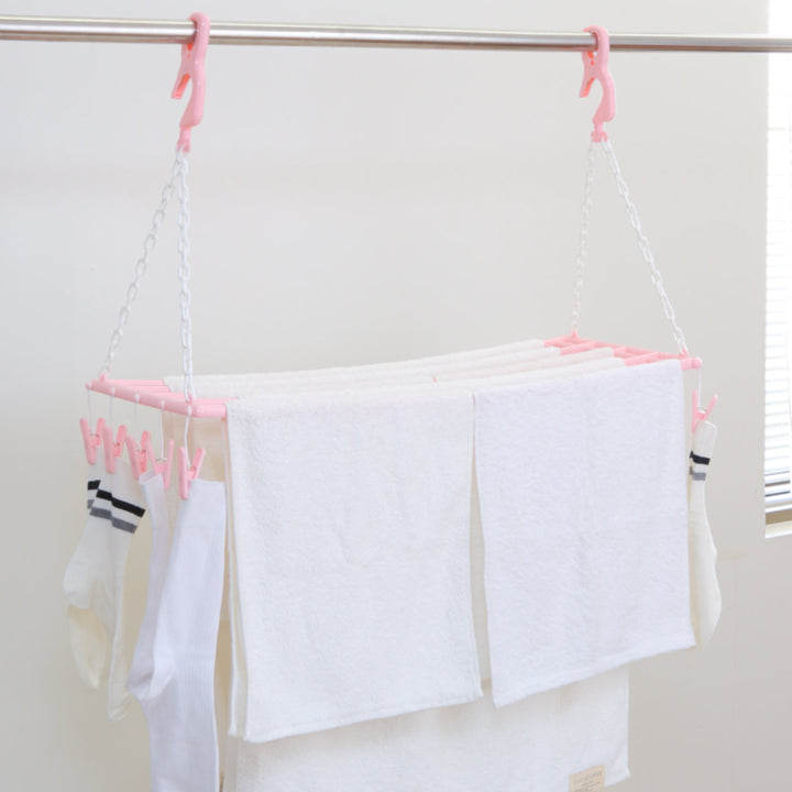 バスタオルハンガー5枚掛けピンチ10個付