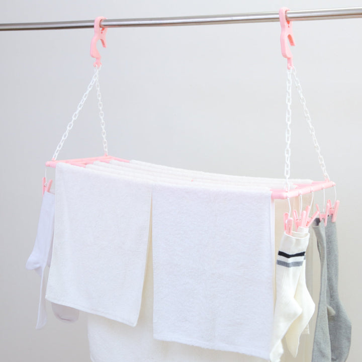 バスタオルハンガー5枚掛けピンチ10個付