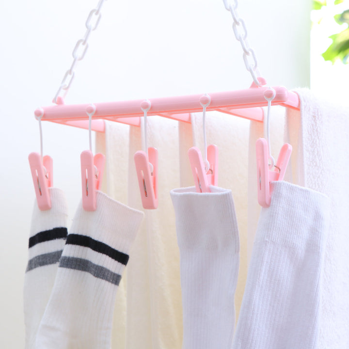 バスタオルハンガー5枚掛けピンチ10個付