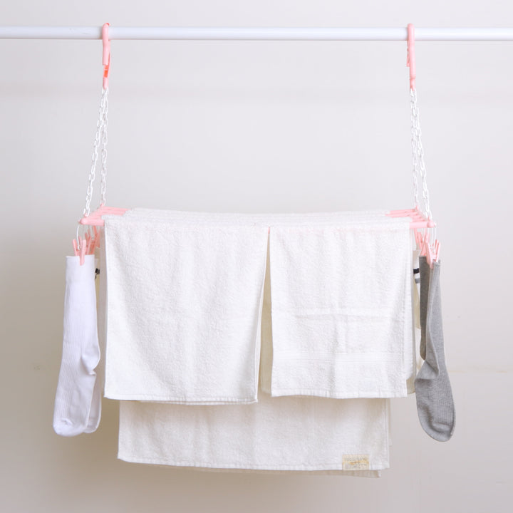 バスタオルハンガー5枚掛けピンチ10個付