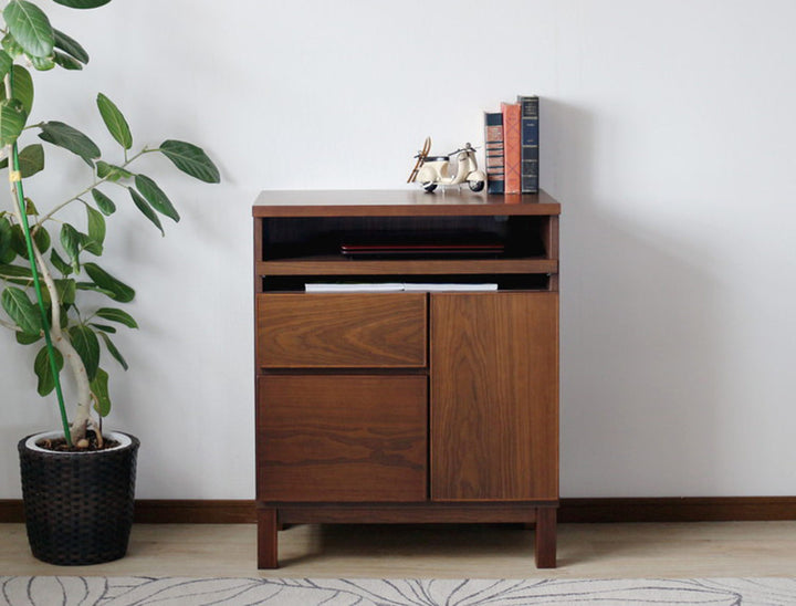 サイドボード幅70cmテーブル付背面化粧フルスライドレール完成品