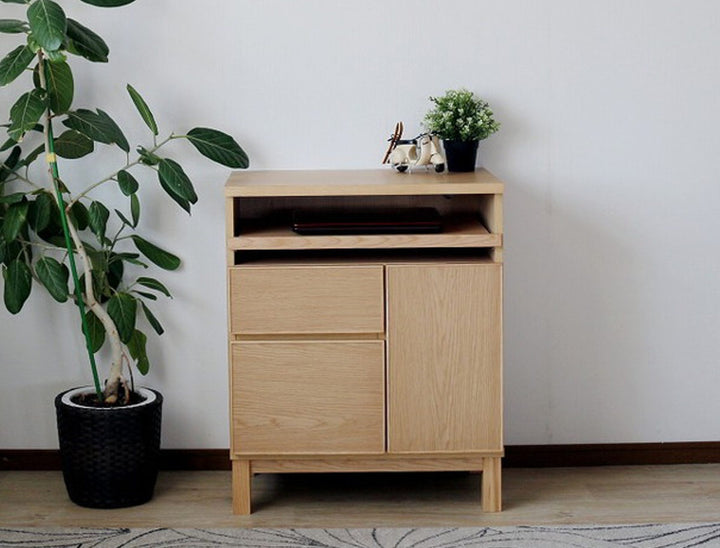 サイドボード幅70cmテーブル付背面化粧フルスライドレール完成品