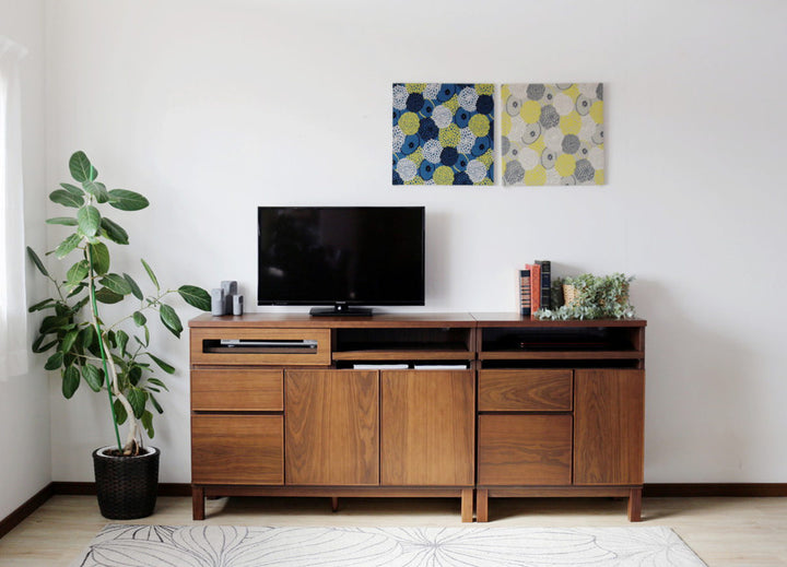 サイドボード幅70cmテーブル付背面化粧フルスライドレール完成品