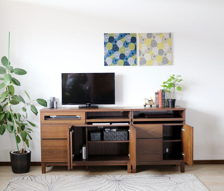 サイドボード幅70cmテーブル付背面化粧フルスライドレール完成品