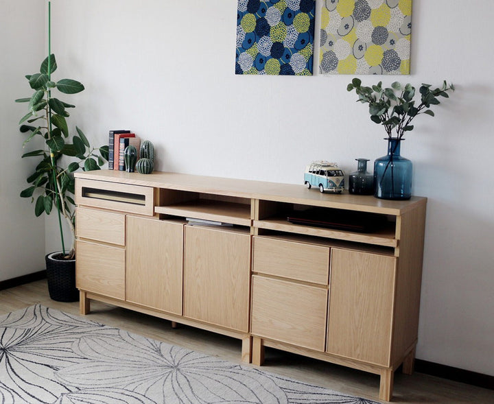 サイドボード幅70cmテーブル付背面化粧フルスライドレール完成品