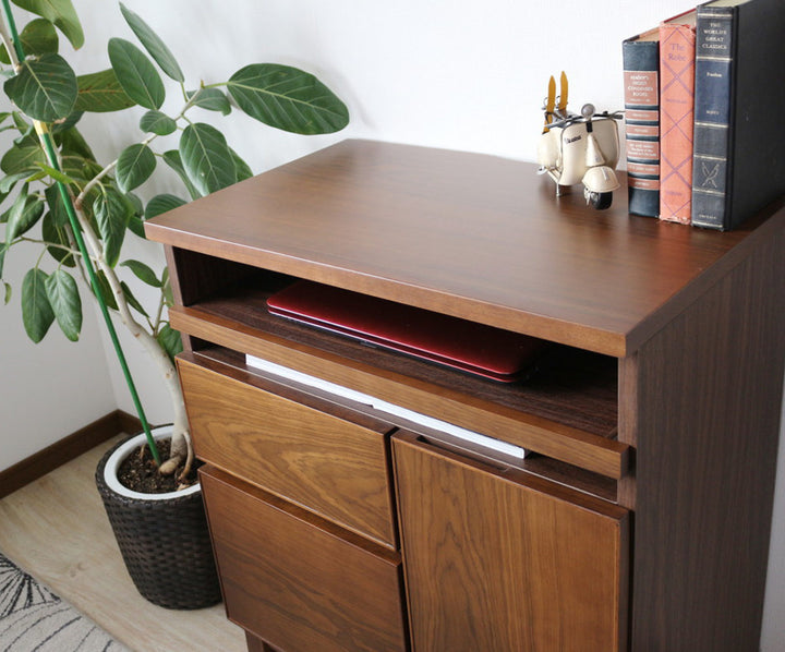 サイドボード幅70cmテーブル付背面化粧フルスライドレール完成品