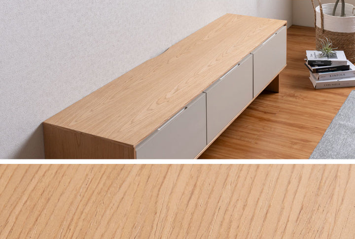 テレビ台幅210cm脚付きフルスライドレール天然木完成品