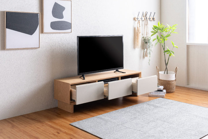 テレビ台幅210cm脚付きフルスライドレール天然木完成品