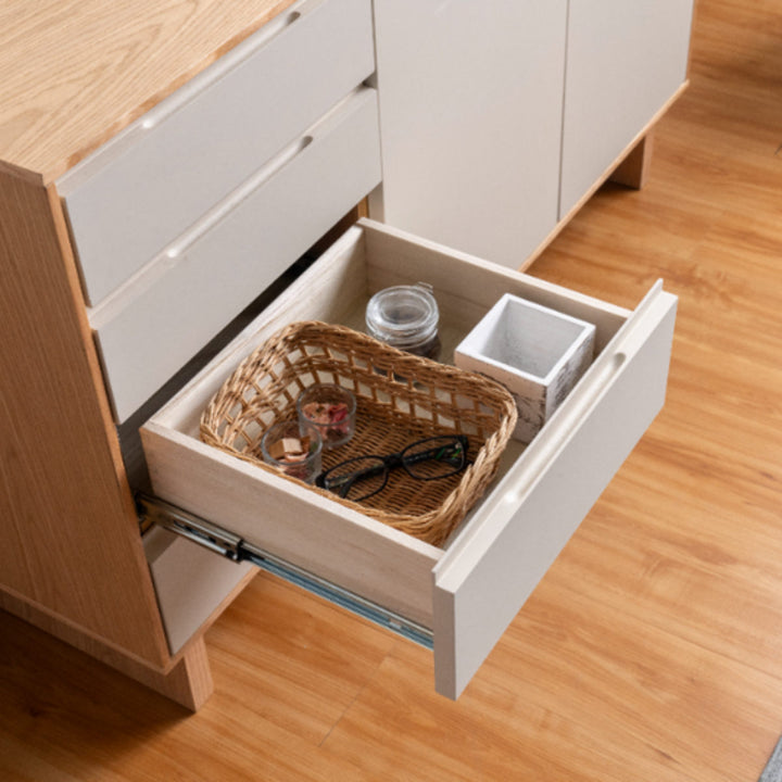 サイドボード幅80cm背面化粧フルスライドレール天然木完成品