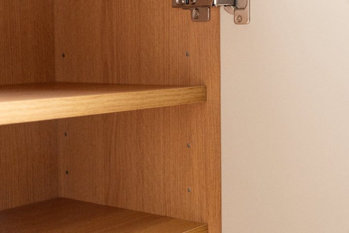 サイドボード幅80cm背面化粧フルスライドレール天然木完成品