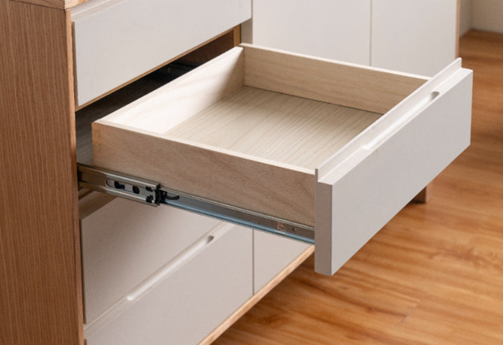 サイドボード幅80cm背面化粧フルスライドレール天然木完成品