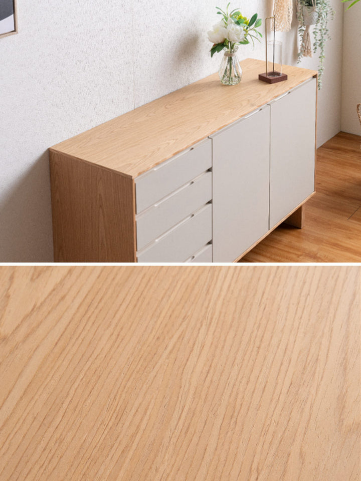 サイドボード幅120cm背面化粧フルスライドレール天然木完成品