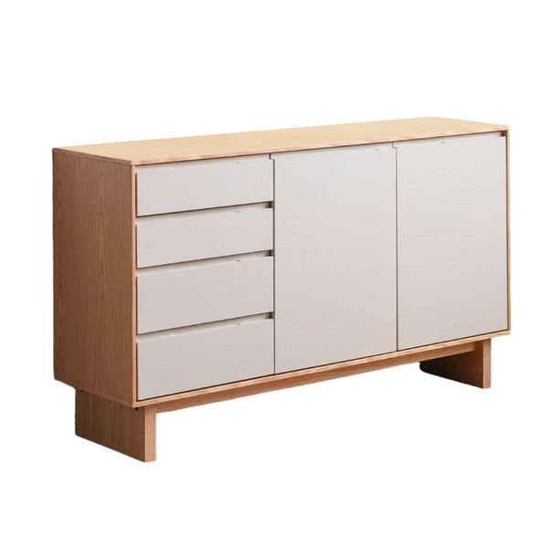 サイドボード幅140cm背面化粧フルスライドレール天然木完成品