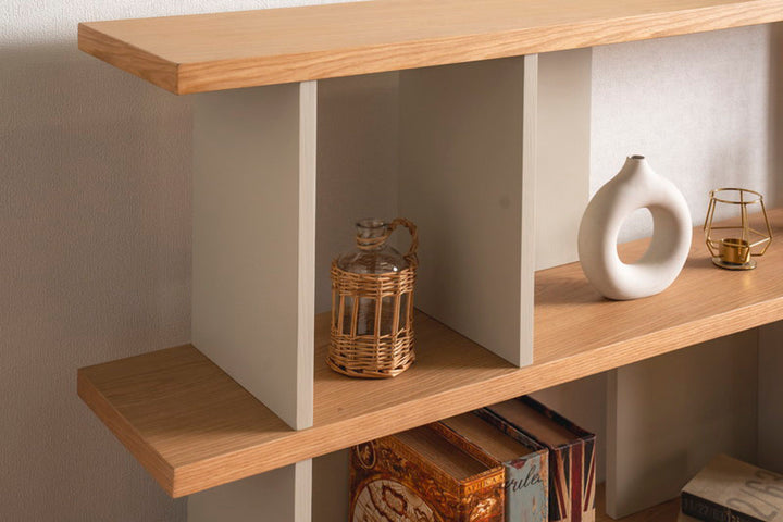 オープンシェルフ幅140cm天然木くすみカラー