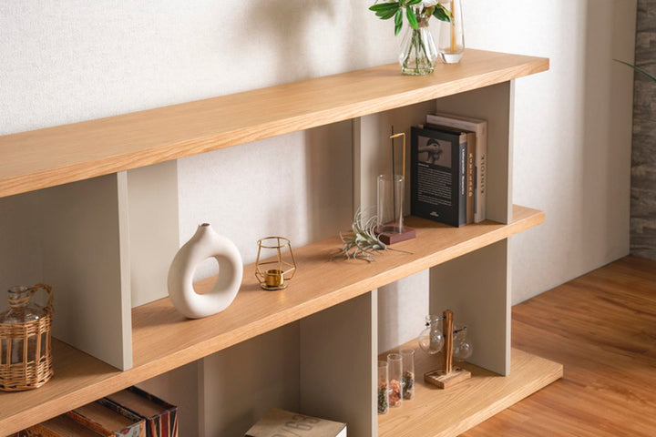 オープンシェルフ幅140cm天然木くすみカラー