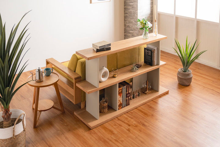 オープンシェルフ幅140cm天然木くすみカラー