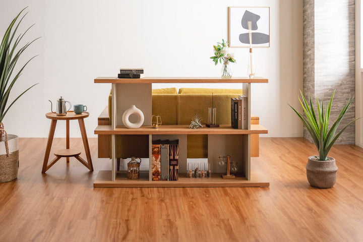 オープンシェルフ幅140cm天然木くすみカラー