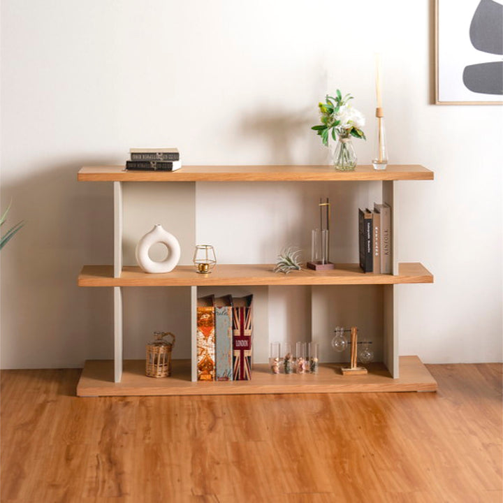 オープンシェルフ幅140cm天然木くすみカラー