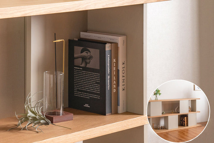 オープンシェルフ幅140cm天然木くすみカラー