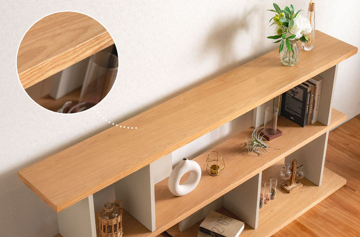 オープンシェルフ幅140cm天然木くすみカラー