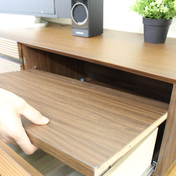 テレビ台幅166.5cm背面化粧リモコンOK天然木完成品