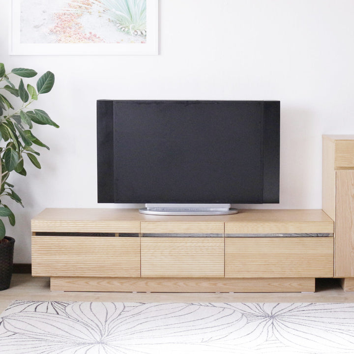 テレビ台幅166.5cm背面化粧リモコンOK天然木完成品