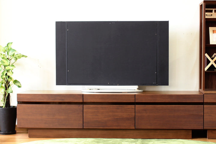 テレビ台幅166.5cm背面化粧リモコンOK天然木完成品