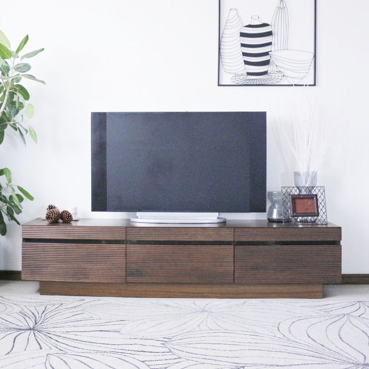 テレビ台幅166.5cm背面化粧リモコンOK天然木完成品