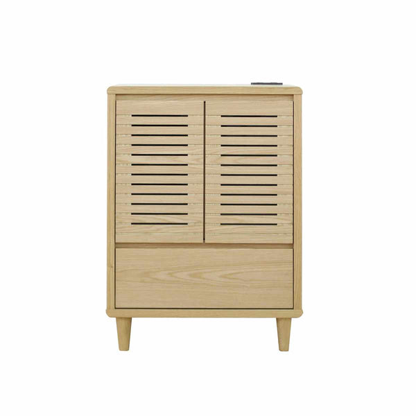 キャビネット幅60cm2口コンセント付背面化粧リモコンOK天然木完成品