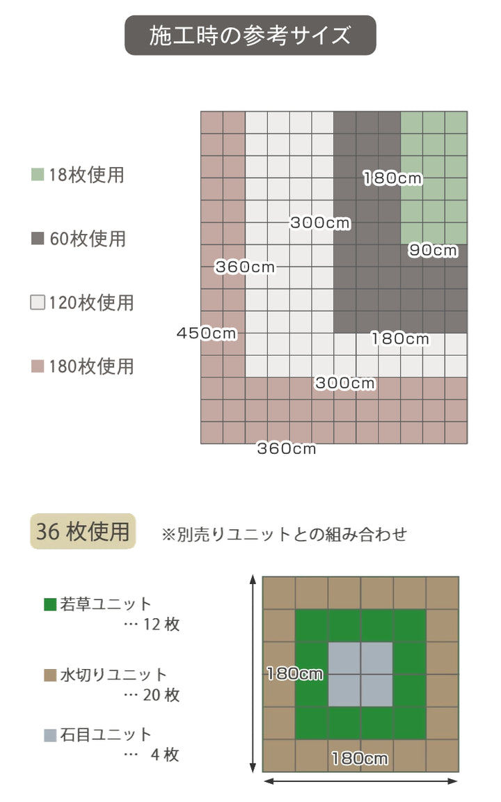 人工芝ジョイント若草ユニット本体30×30cm1枚EVタイプ