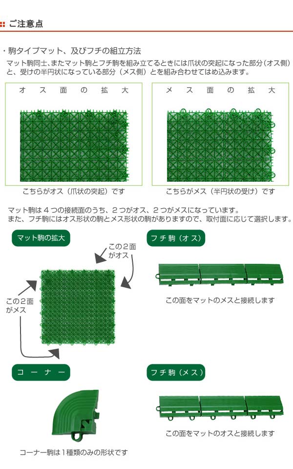 人工芝ジョイントパーツ若草ユニット用フチ駒オス型Eタイプ用