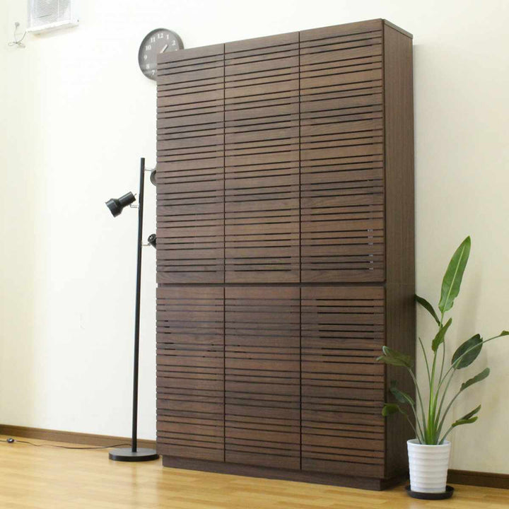 スリムキャビネット幅120cm背面化粧天然木