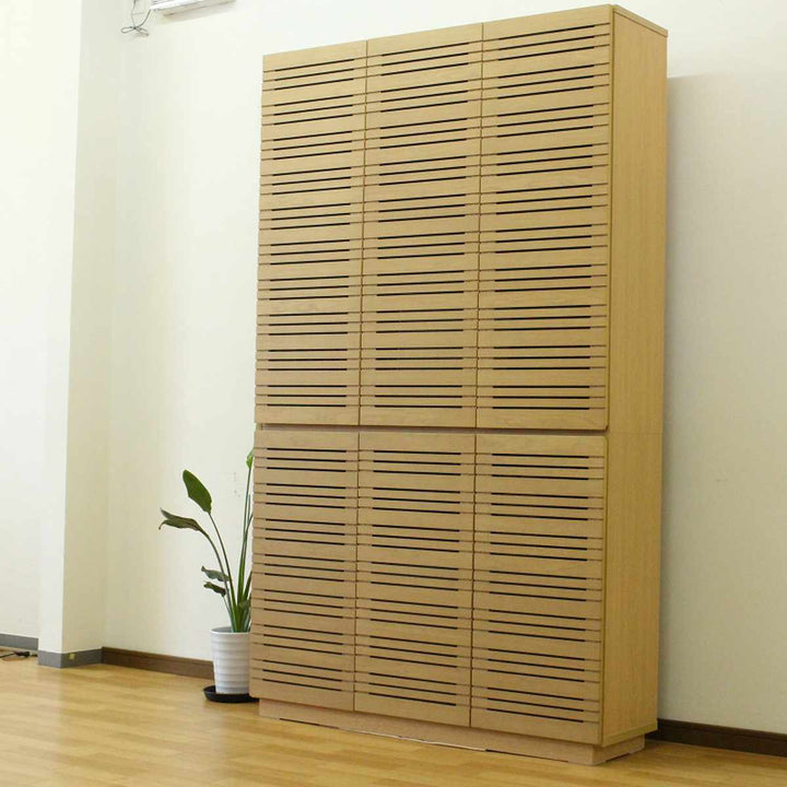 スリムキャビネット幅120cm背面化粧天然木