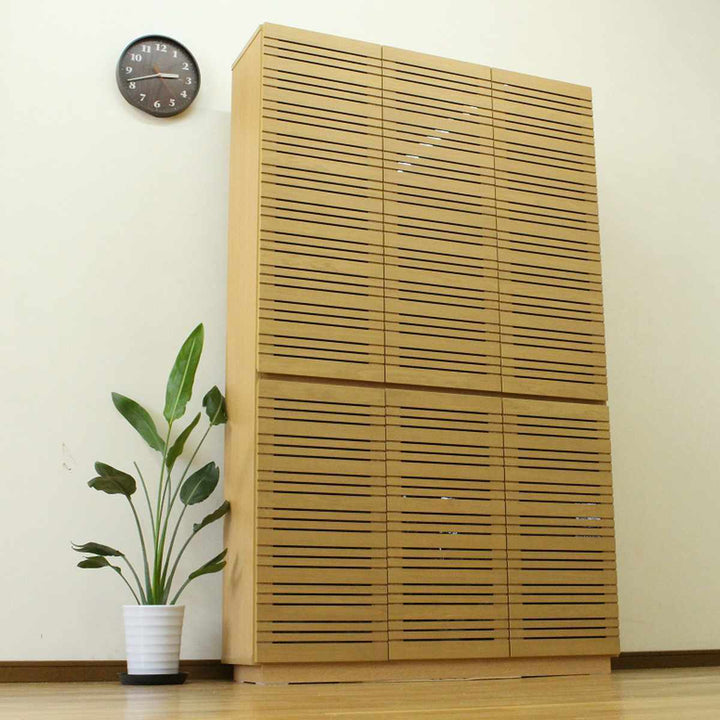 スリムキャビネット幅120cm背面化粧天然木