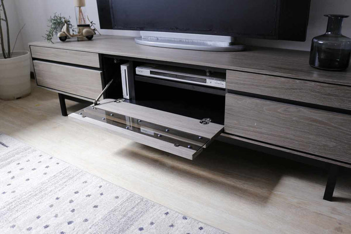 テレビ台幅180cm脚付きリモコンOK天然木完成品