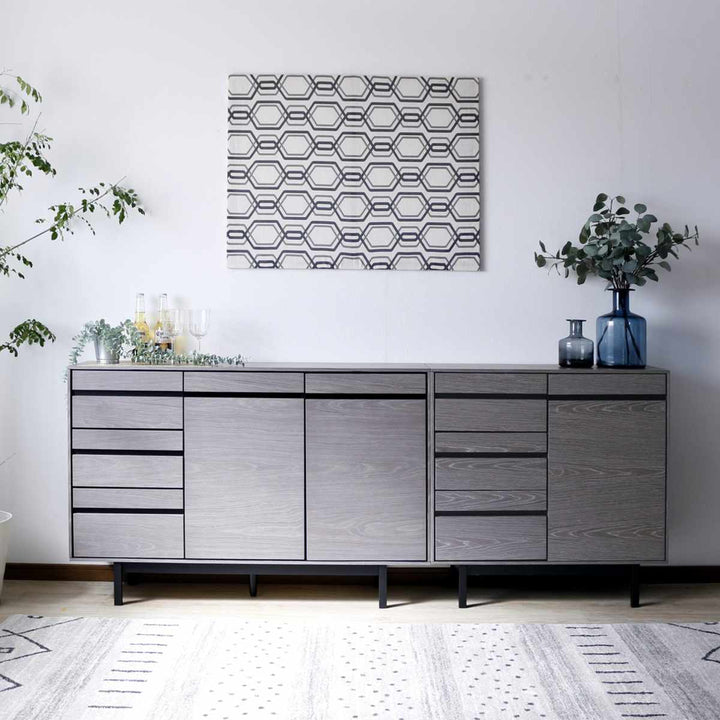 サイドボード幅80cm背面化粧天然木完成品