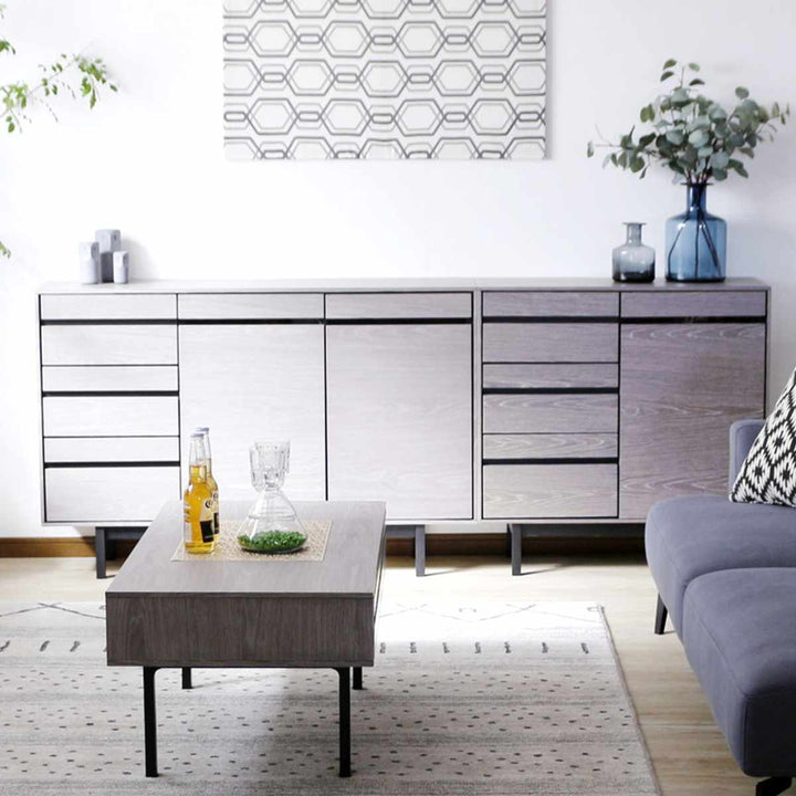 サイドボード幅80cm背面化粧天然木完成品