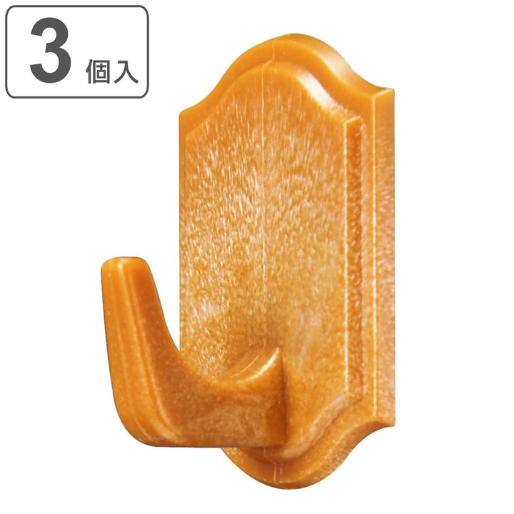 フック木目フック木目調3個入り粘着テープタイプ